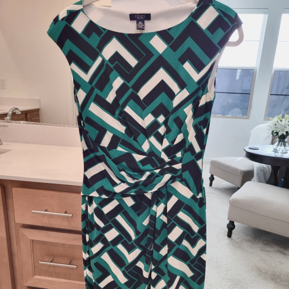 Chaps A Line blue and green Dress size M